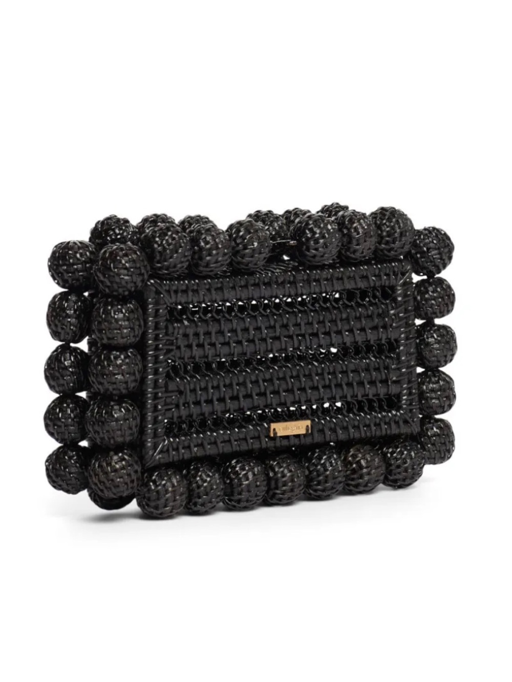 Cult Gaia eos rattan black box woven clutch